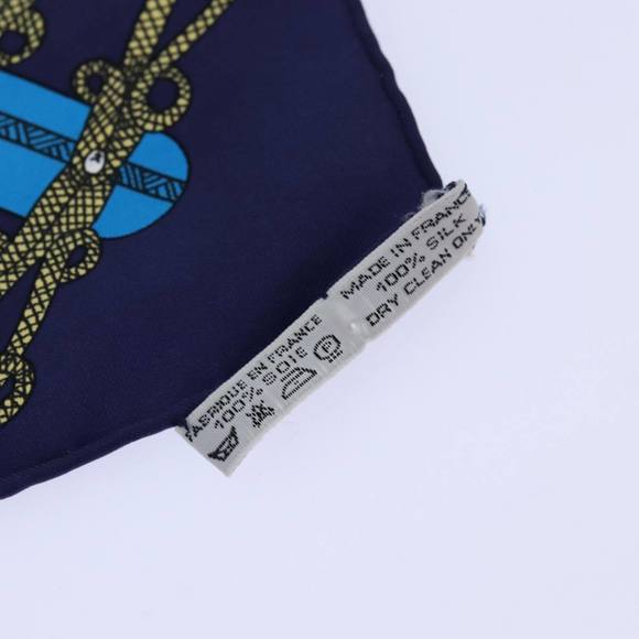 HERMES Carre 90 Scarf ""CIRCUS"" Silk Blue Light Blue white Auth ac3186 - Picture 15 of 15